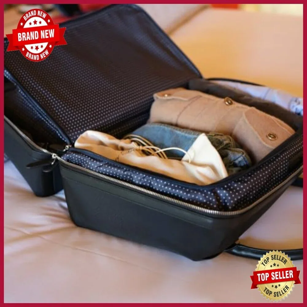Full-Grain Leather Travel Duffel Bag with Laptop Pocket & Trolley Sleeve